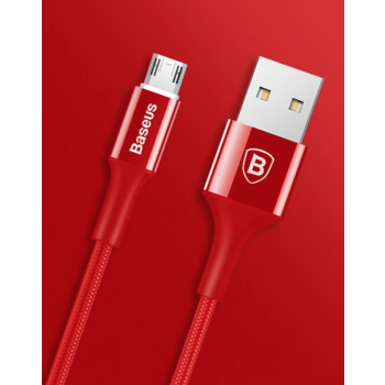 Baseus dwustronny kabel czerwony micro USB z LED - 100cm